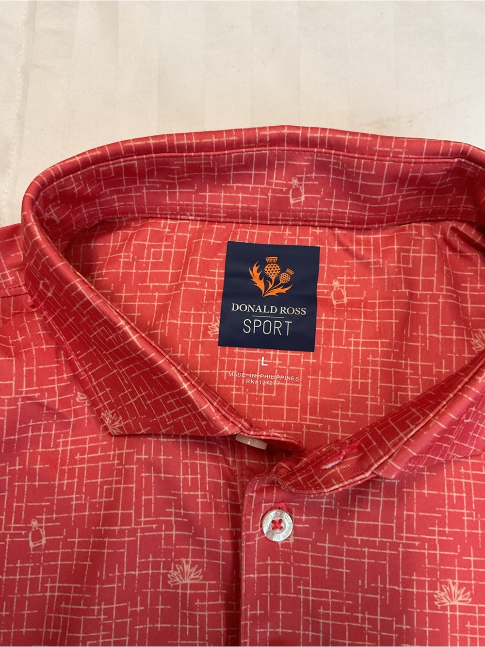 Men’s Donald Ross Coral Red Printed Polo Shirt